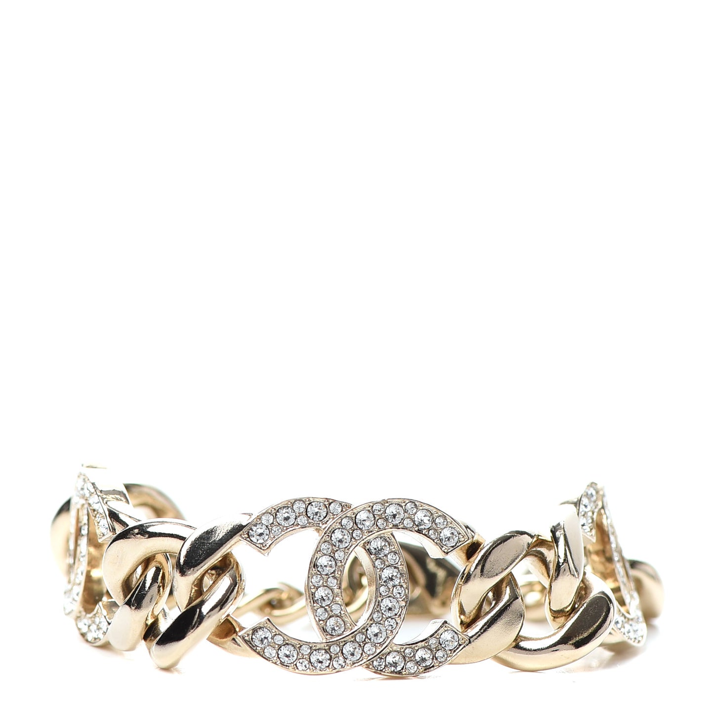Crystal CC Chain Link Bracelet Gold