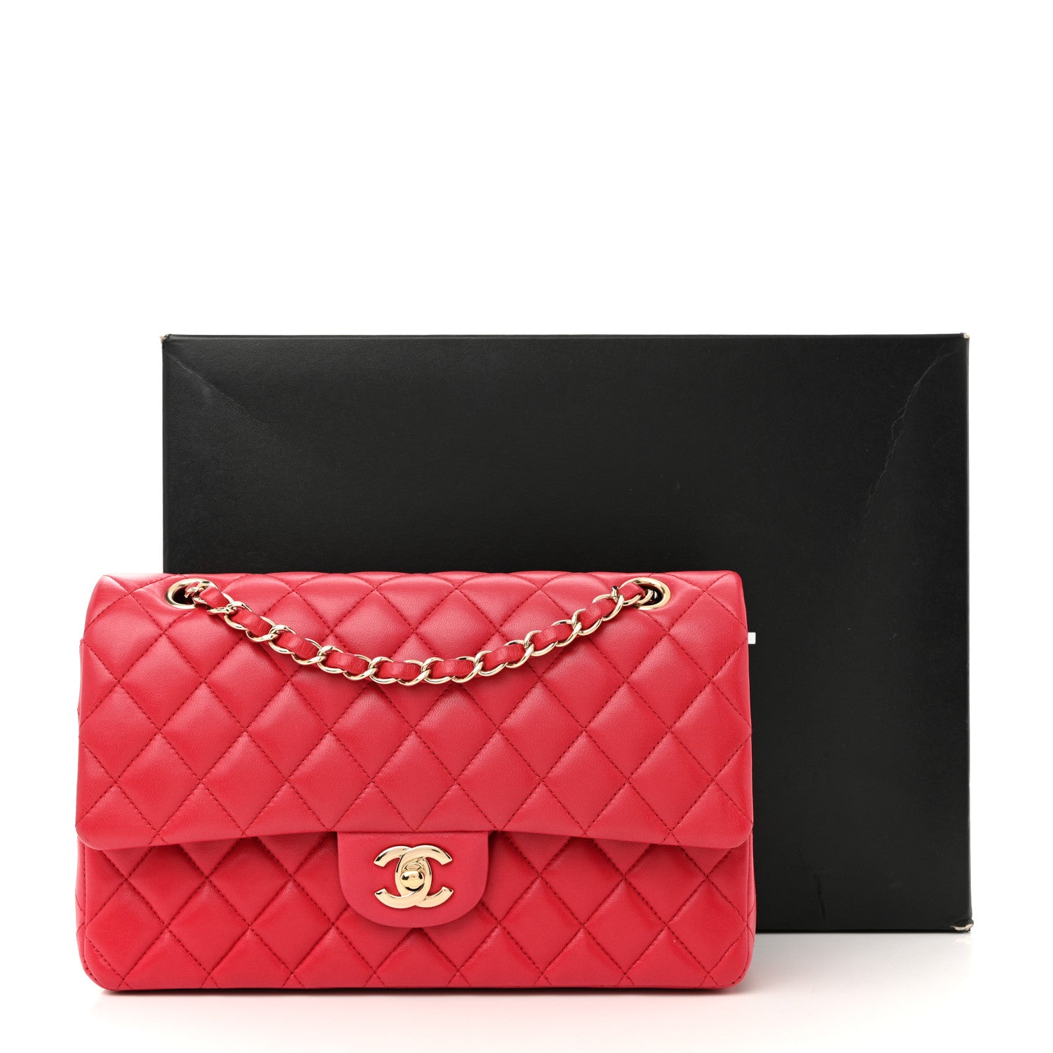 Chanel Lambskin Quilted Medium Double Flap Dark Pink 11 of 11