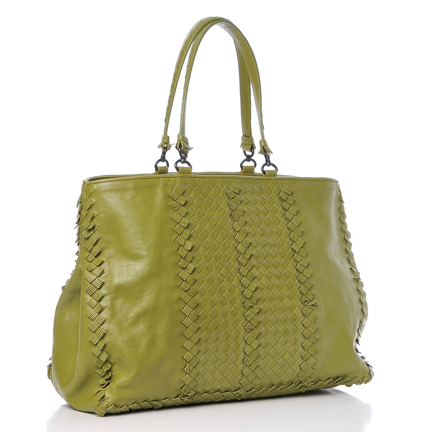 Nappa Fringe Intrecciato Tote Green