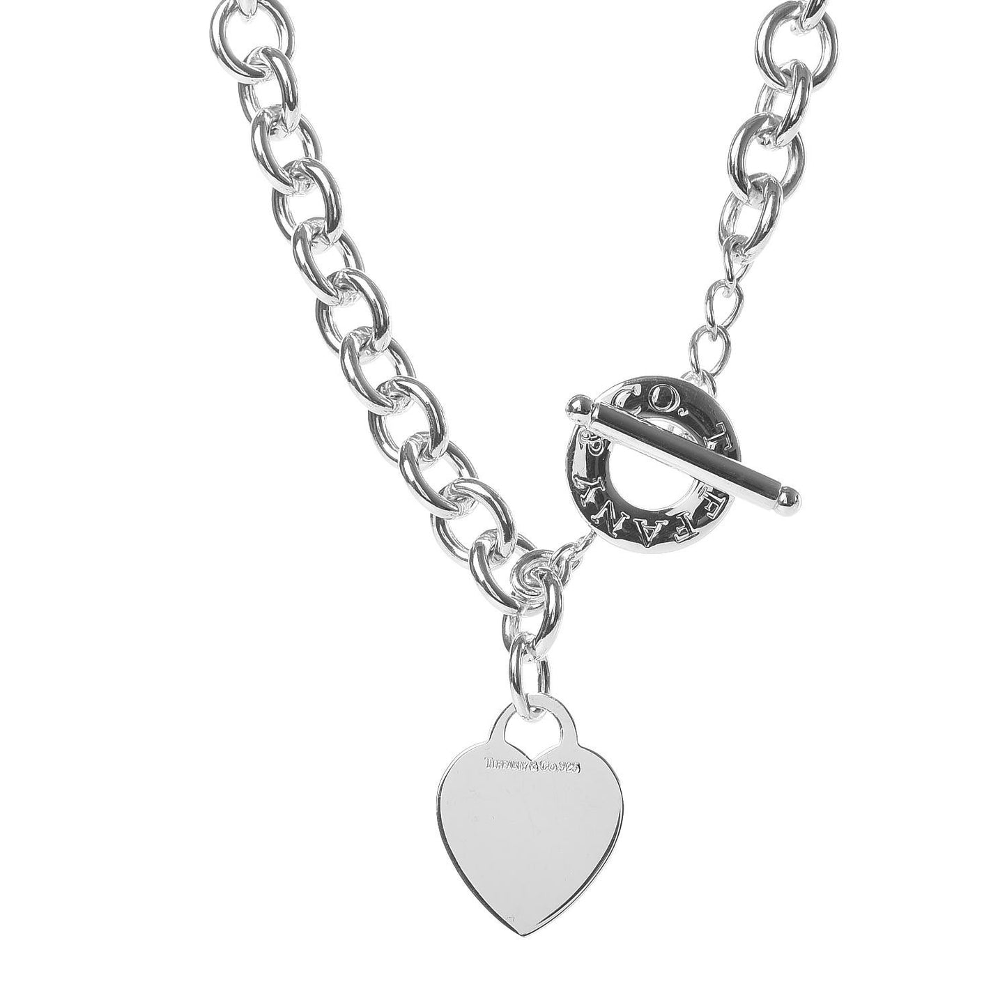 Sterling Silver Heart Tag Toggle Necklace