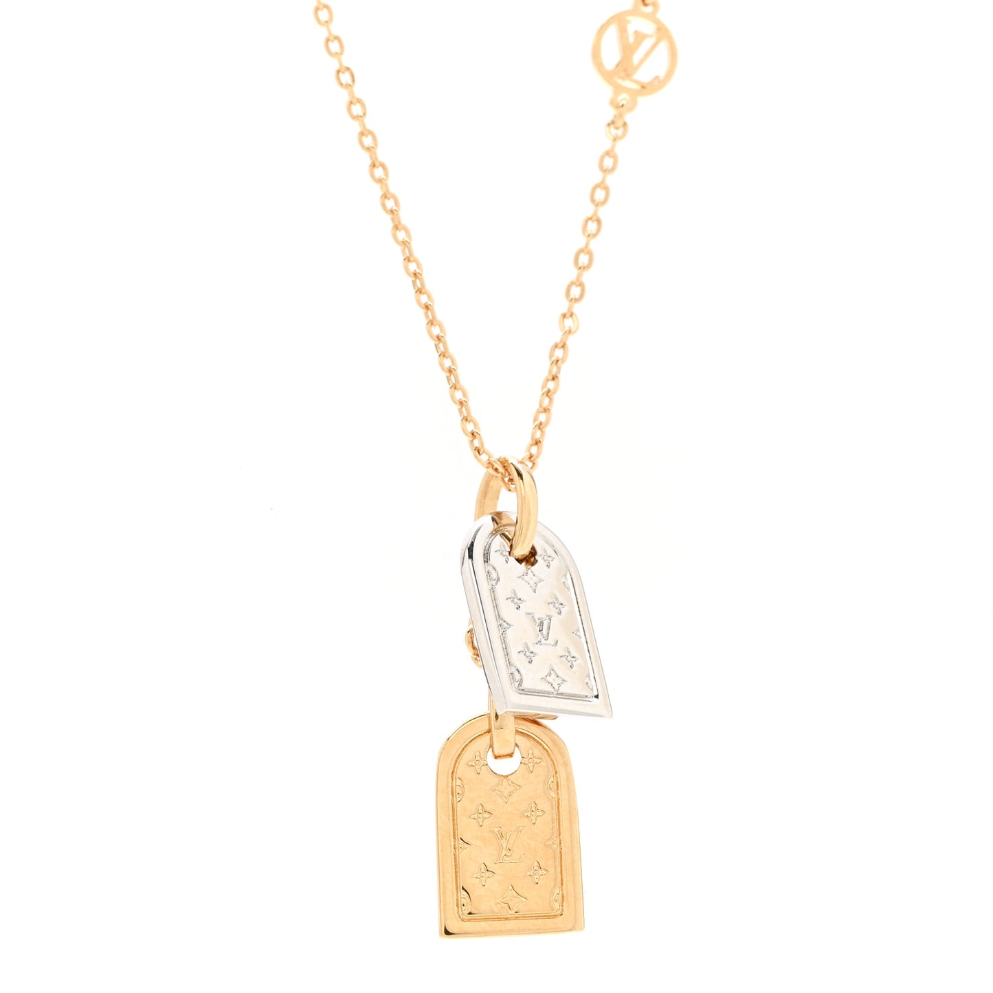 Crystal Precious Nanogram Name Tag Necklace Gold Silver