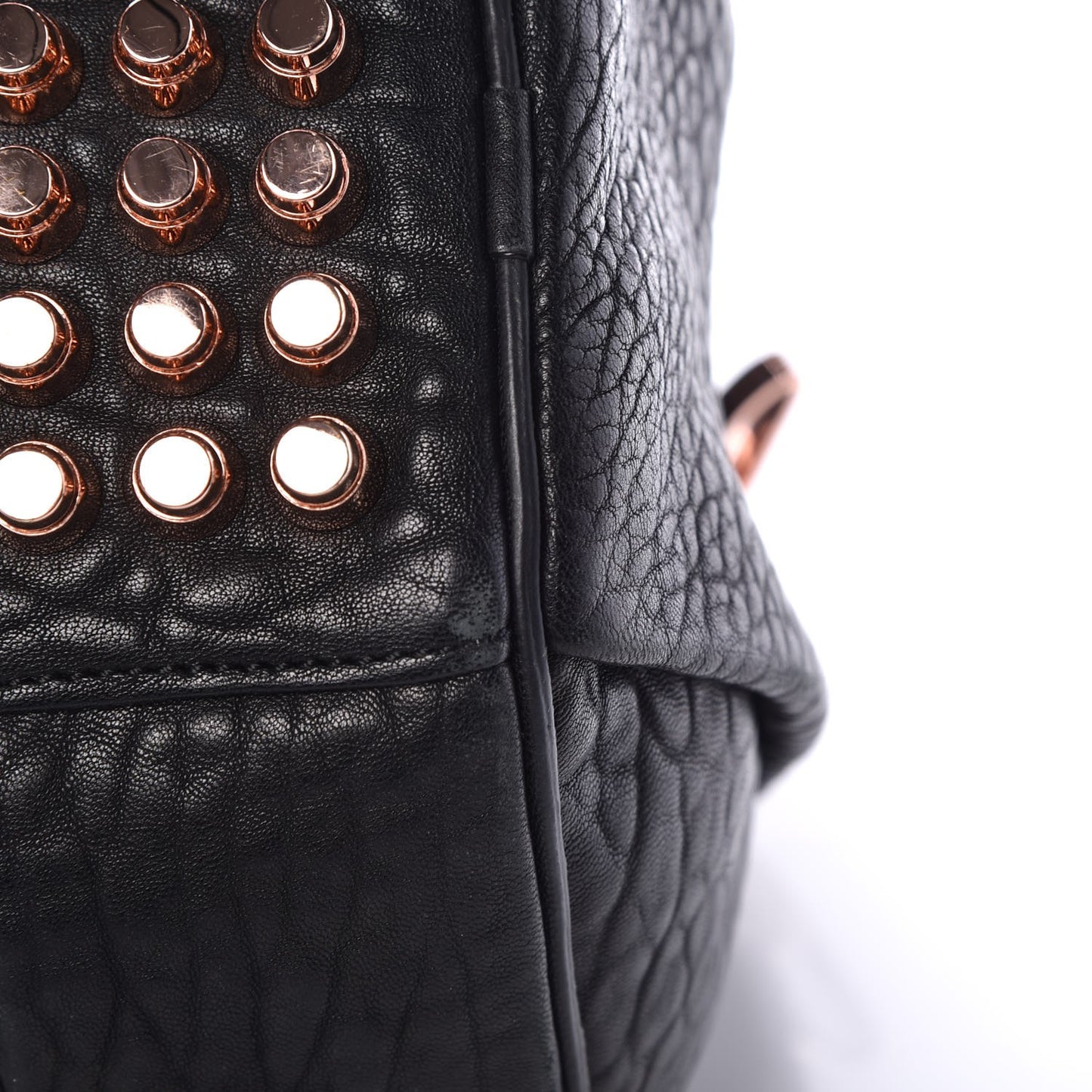 Pebbled Lambskin Rocco Black Nickel Rose Gold Hardware