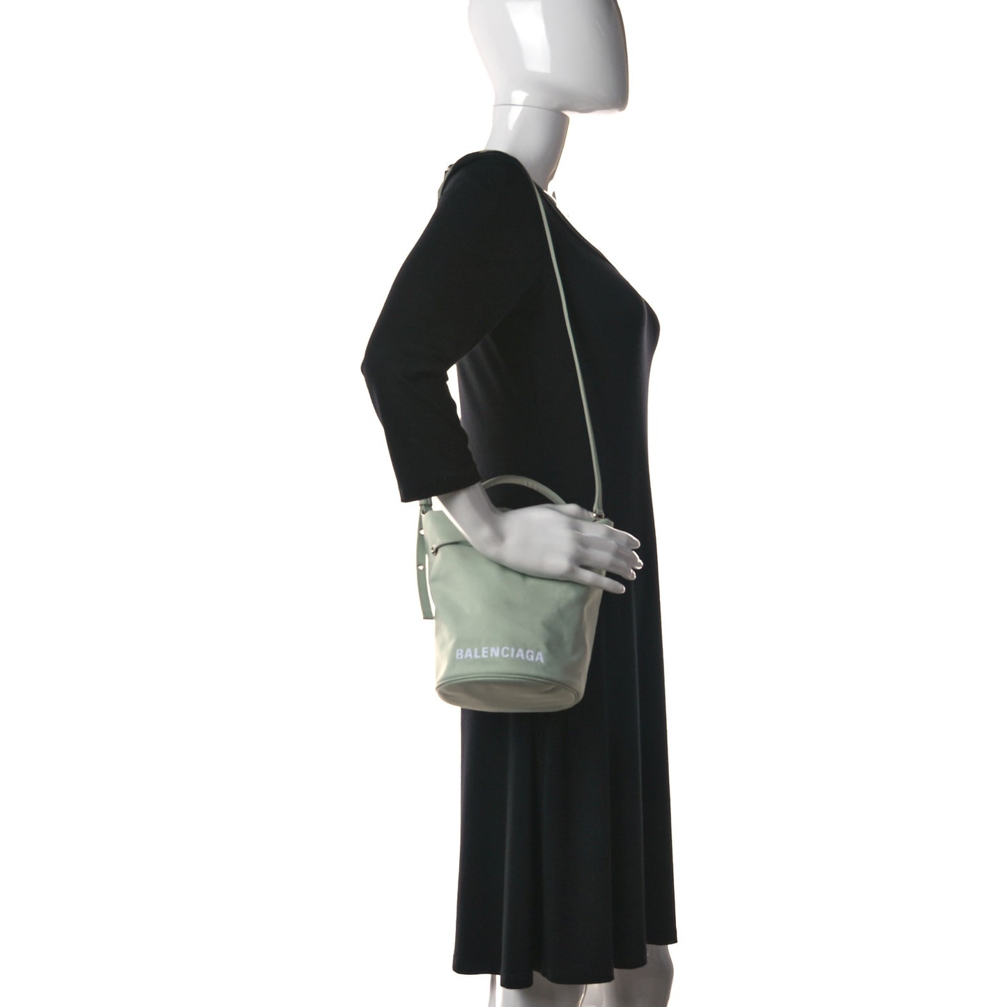Recycled Sport Nylon Logo Embroidered Wheel Drawstring Bucket Bag Light Green White