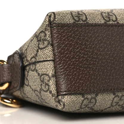 Gucci GG Supreme Monogram Textured Dollar Calfskin Web Small Ophidia Dome Shoulder Bag Beige Ebony New Acero 8 of 9