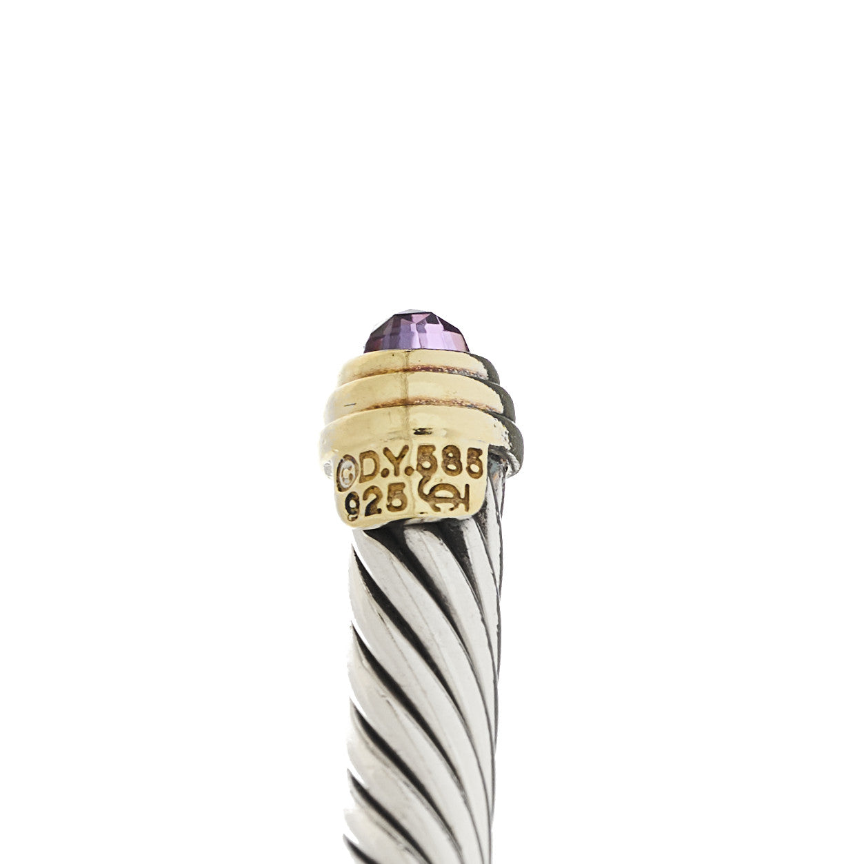 Sterling Silver 14K Yellow Gold Amethyst 5mm Cable Classics Petite Color Bracelet