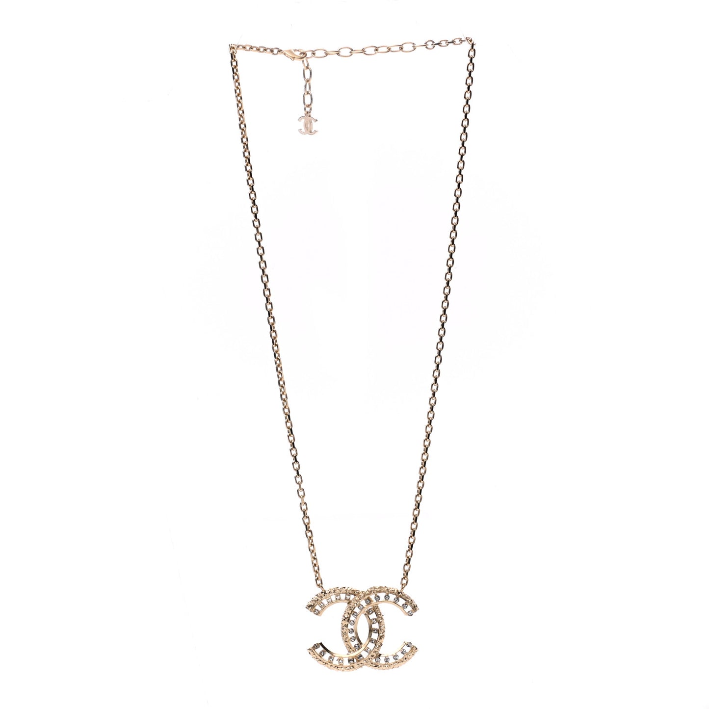 Crystal Textured CC Necklace Gold