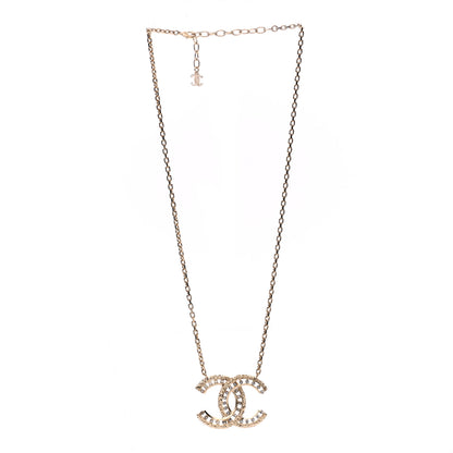 Chanel Crystal Textured CC Necklace Gold 3 of 7