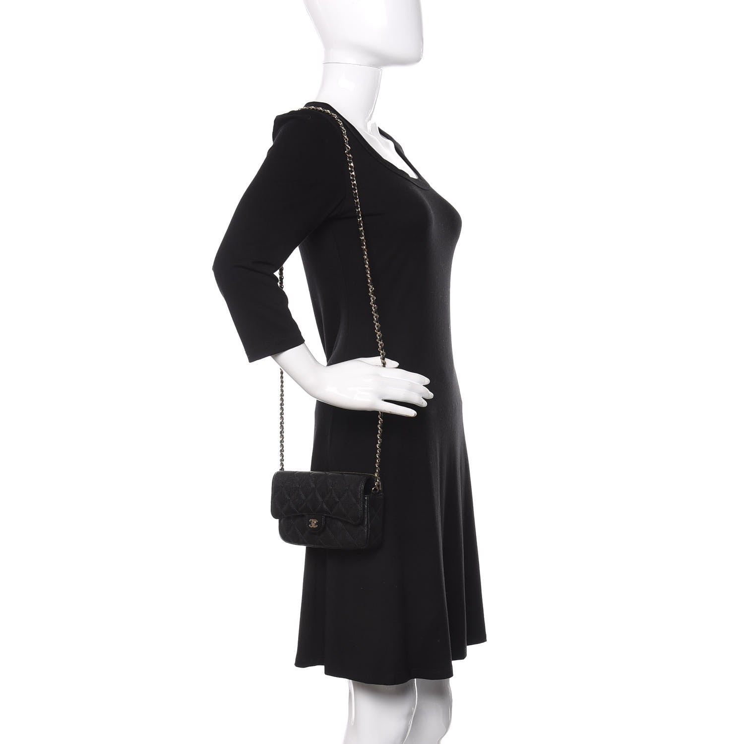 Chanel Caviar Quilted Flap Phone Holder With Chain Black 2 of 13