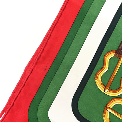 Hermes Silk Coaching Forever Scarf 90 Rouge Vert White 4 of 4