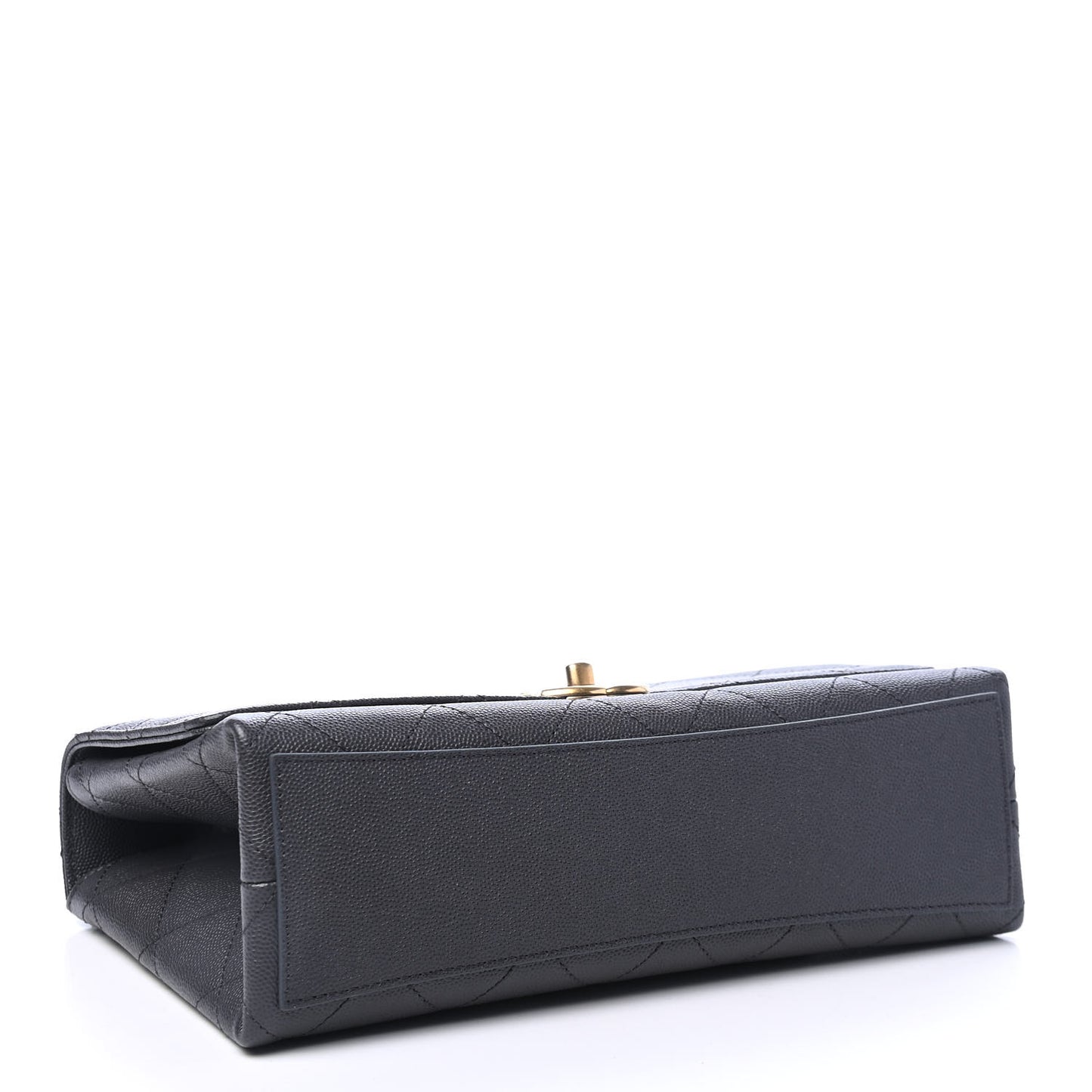 Caviar Stitched Bracelet On Chain Flap Dark Grey