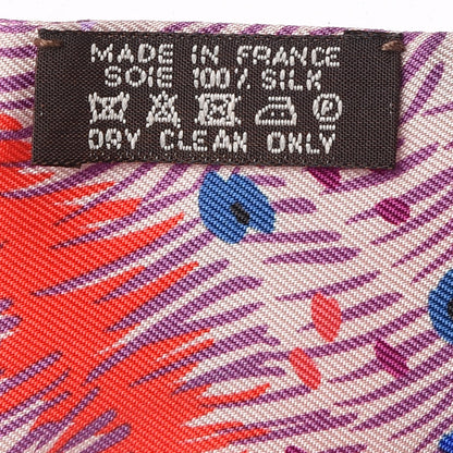 Hermes Silk Dans un Jardin Anglais Twilly Fuchsia Rouge Bleu Roy 3 of 5