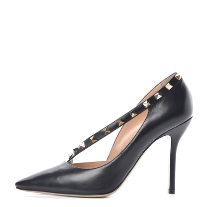Valentino Garavani Nappa Rockstud Cross Strap D'Orsay 105mm Pumps 39.5 Black 1 of 8