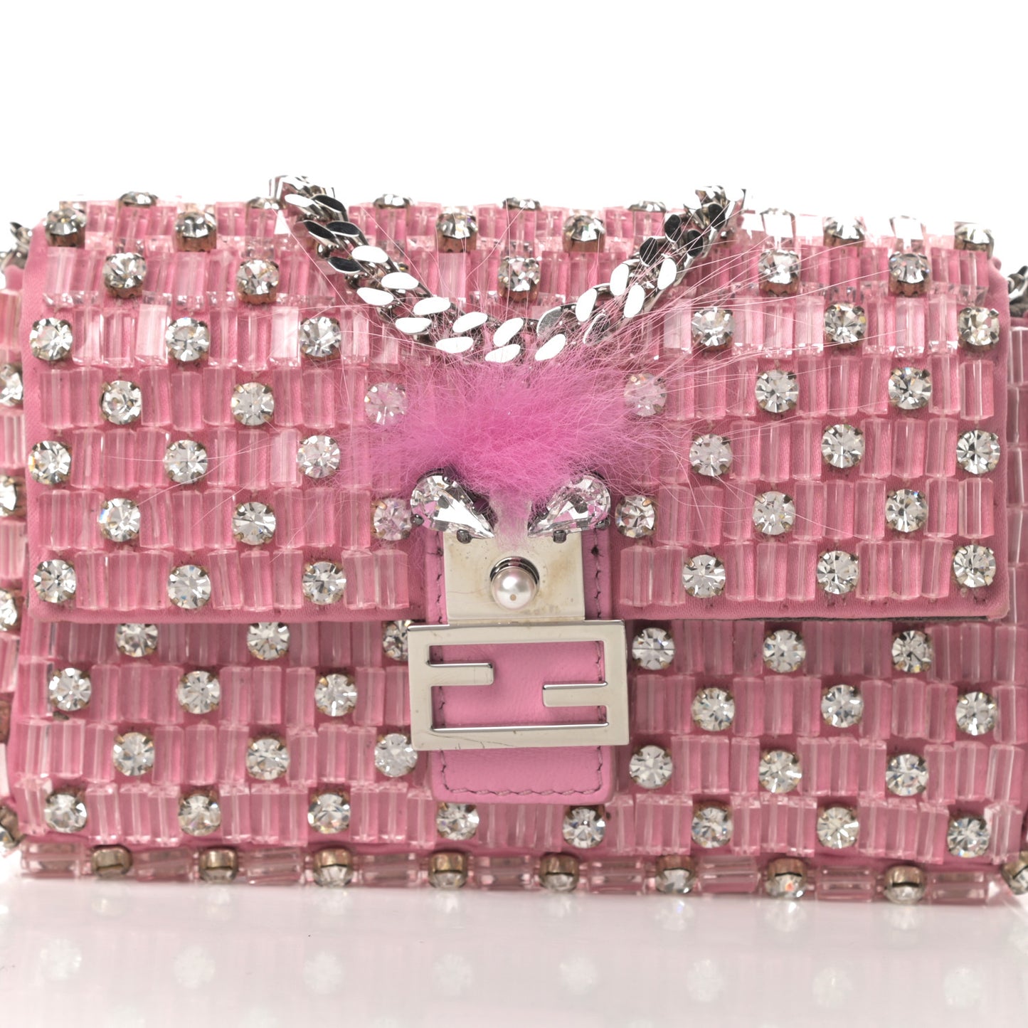 Crystal Beaded Monster Baguette Belt Bag 95 38 Pink