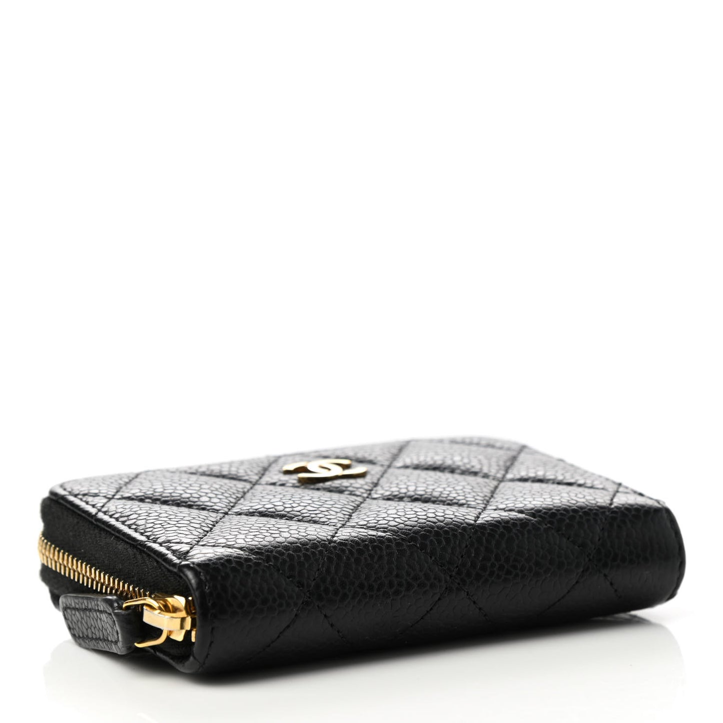 Caviar Quilted Zip Coin Purse Black