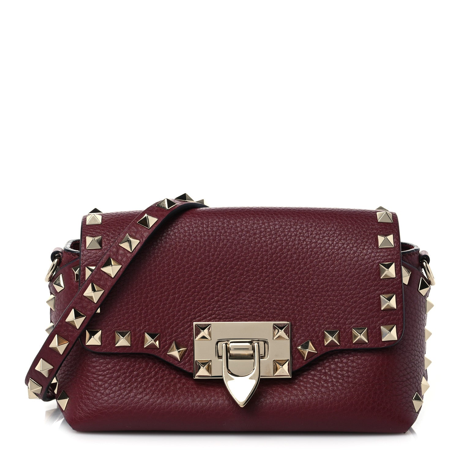 Valentino Garavani Pebbled Calfskin Mini Rockstud Crossbody Bag Rubin 1 of 7