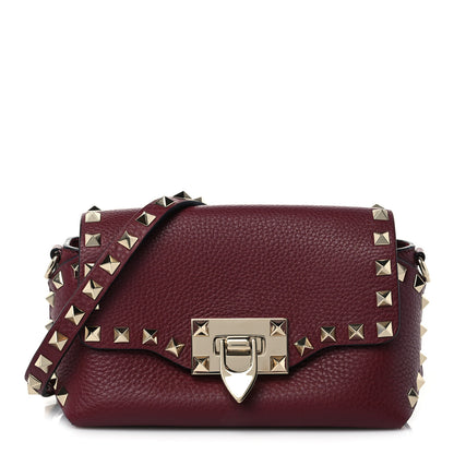 Valentino Garavani Pebbled Calfskin Mini Rockstud Crossbody Bag Rubin 1 of 7