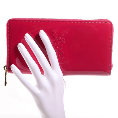 Saint Laurent Patent Leather Belle De Jour Zippy Wallet Fuchsia 2 of 9