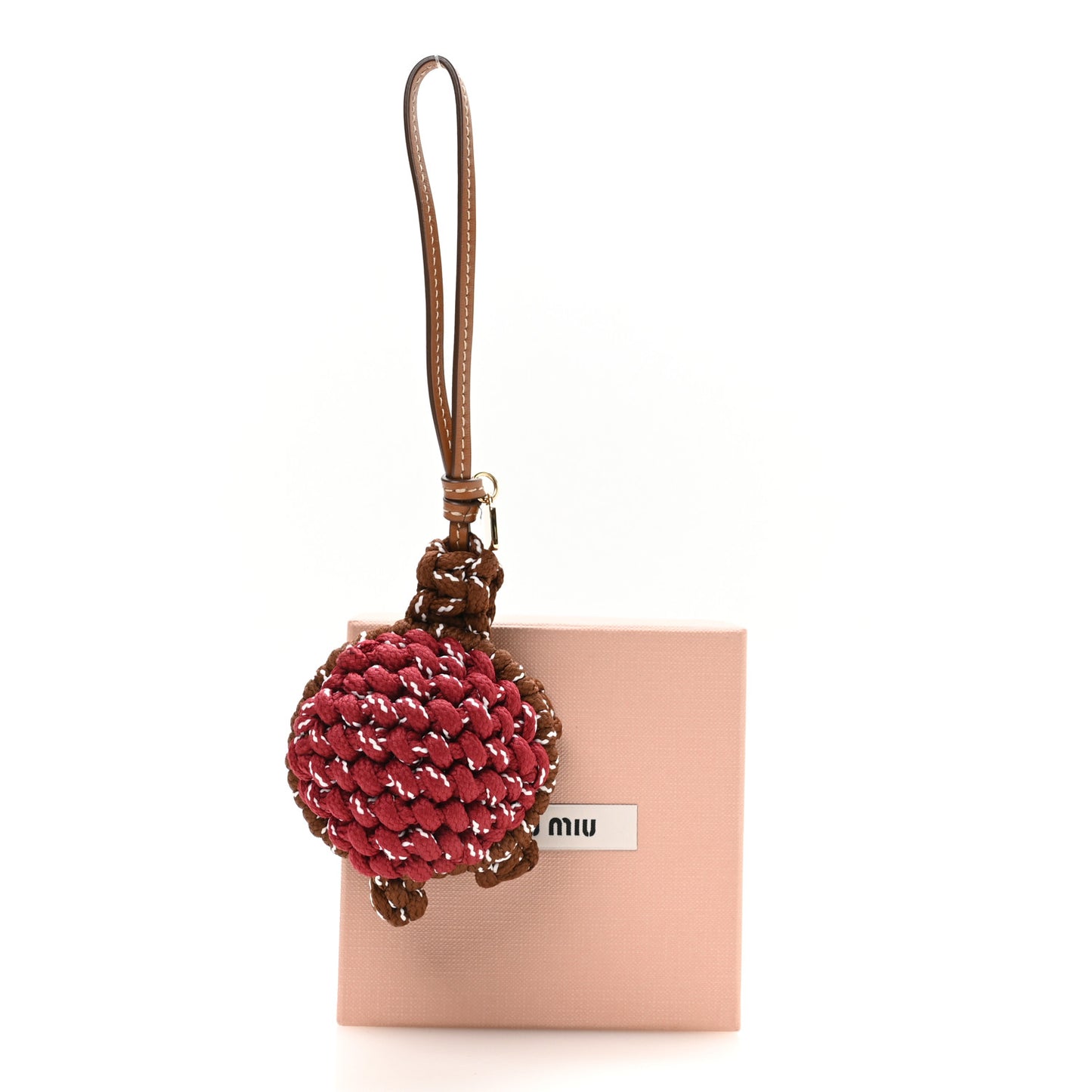 Nastro Soft Calfskin Turle Trick Bag Charm Tobacco Amarant