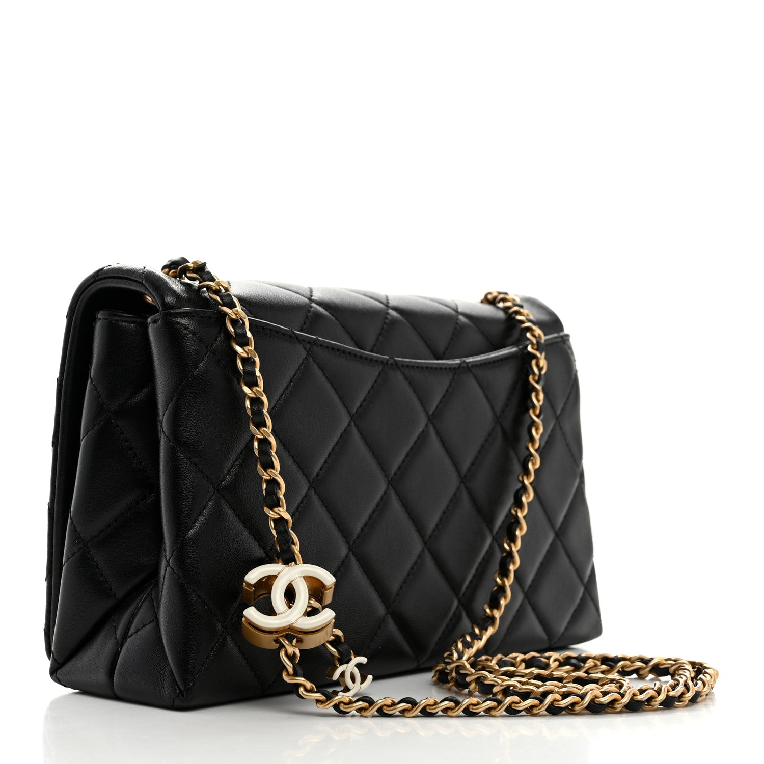 Chanel Shiny Lambskin Quilted Enamel CC Small Flap Black 2 of 10