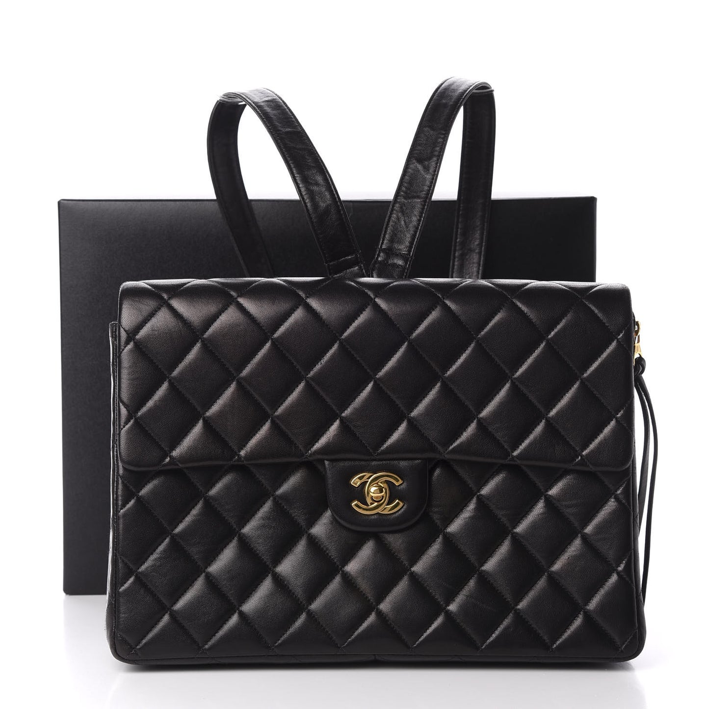 Lambskin Quilted Backpack Black