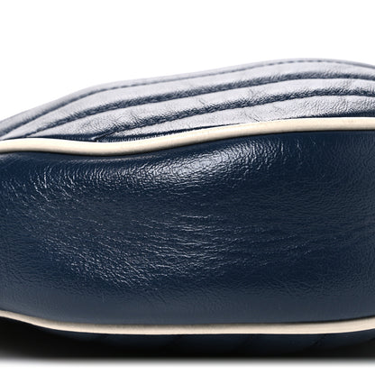 Gucci Azalea Calfskin Matelasse Diagonal Mini Torchon GG Marmont Round Shoulder Bag Blue Agata Mystic White 8 of 10