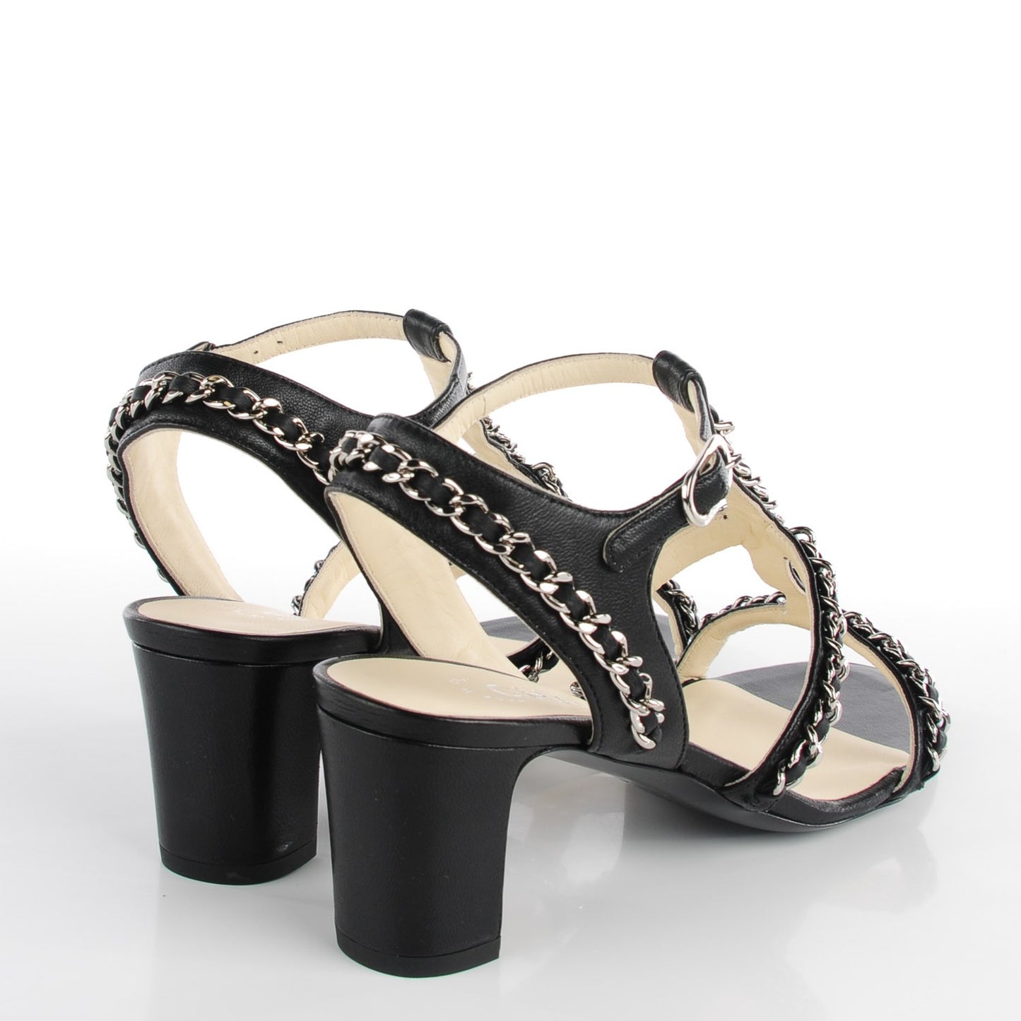 Lambskin Gladiator Chain Sandals 36 Black