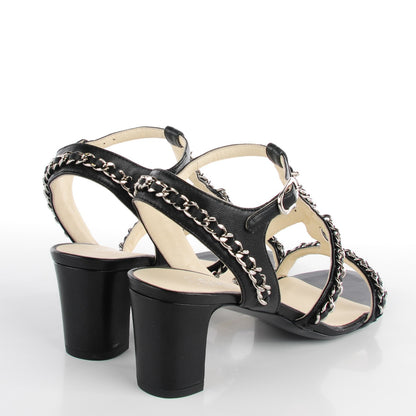 Chanel Lambskin Gladiator Chain Sandals 36 Black 4 of 8