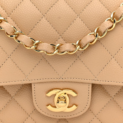 Chanel Caviar Quilted Medium Double Flap Beige 7 of 10