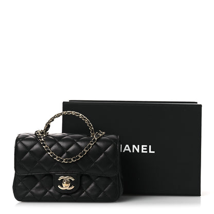 Chanel Lambskin Quilted Mini Crystal Top Handle Rectangular Flap Black 13 of 13