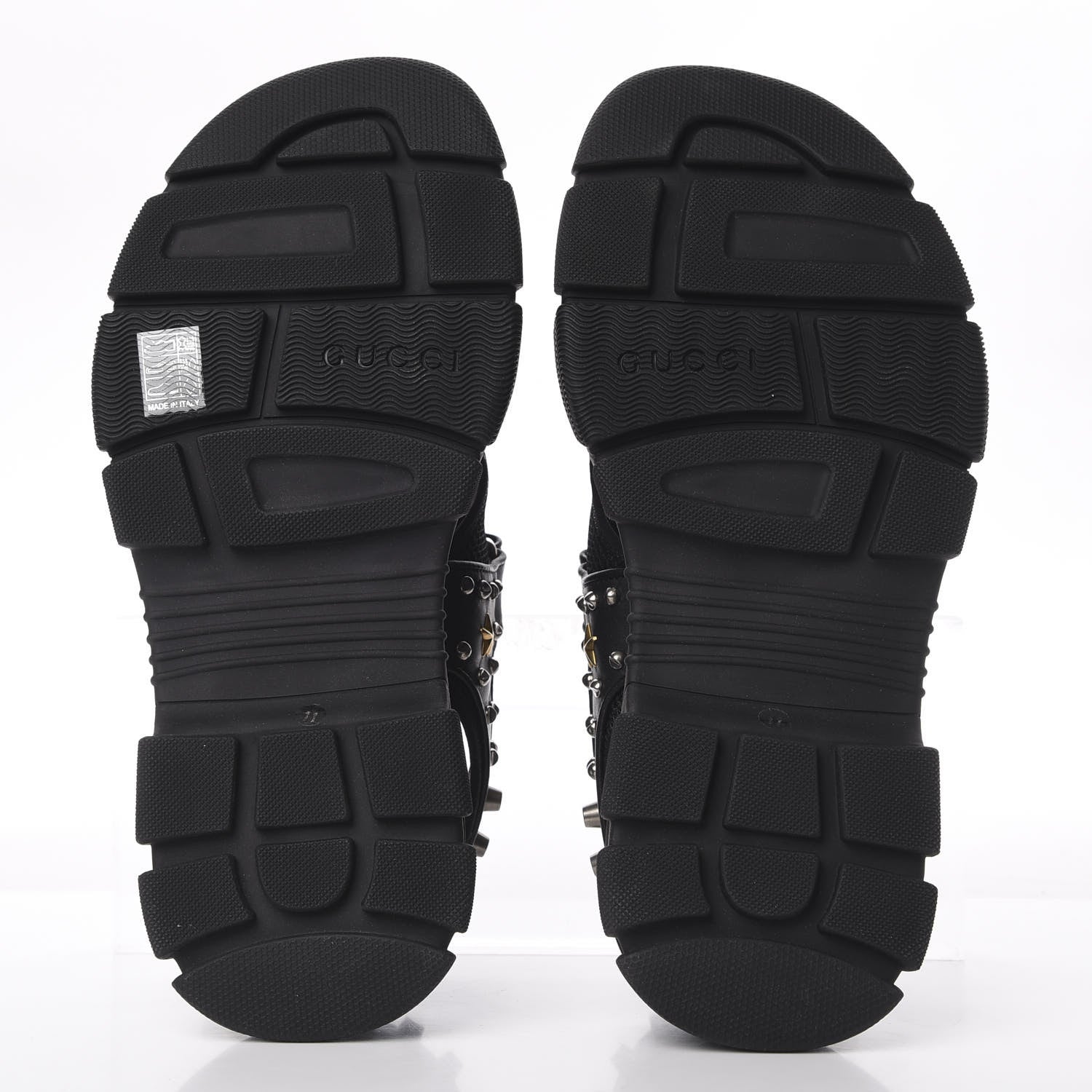 Gucci Nappa Mesh Studded Mens Aguru Sandals 11 Black 6 of 11