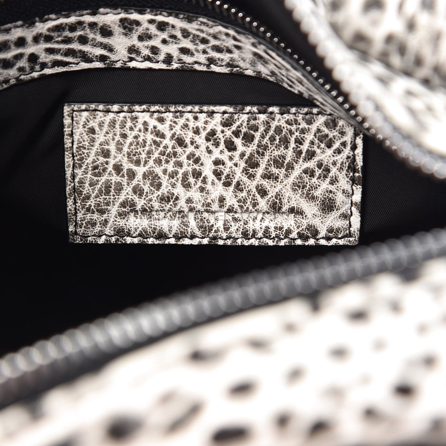 Pebbled Lambskin Rocco Black White Rhodium Hardware