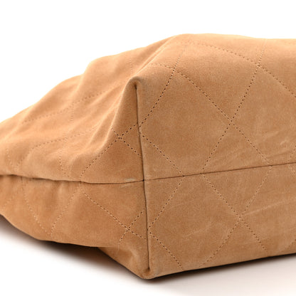 Chanel Suede Calfskin Lambskin Quilted Maxi Hobo Light Brown 9 of 11