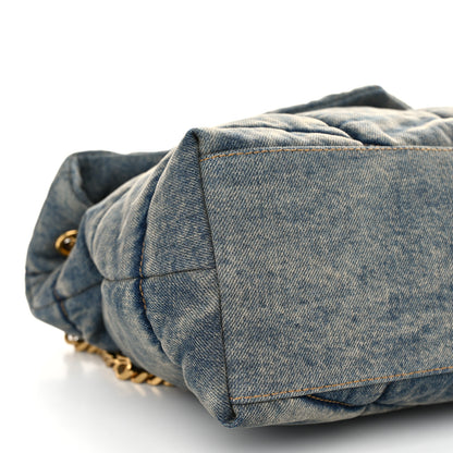 Saint Laurent Denim Quilted Medium Loulou Puffer Monogram Chain Satchel Blue Cinnamon 9 of 10