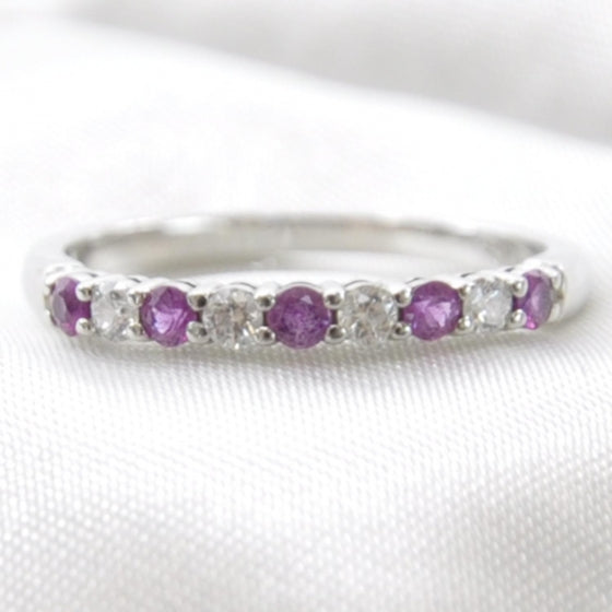Platinum Diamond Pink Sapphire Ring 6