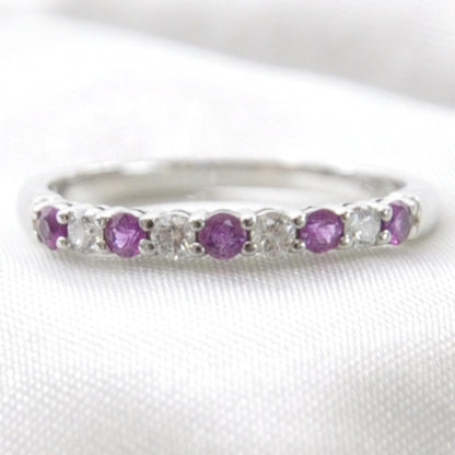 Tiffany Platinum Diamond Pink Sapphire Ring 6 1 of 5