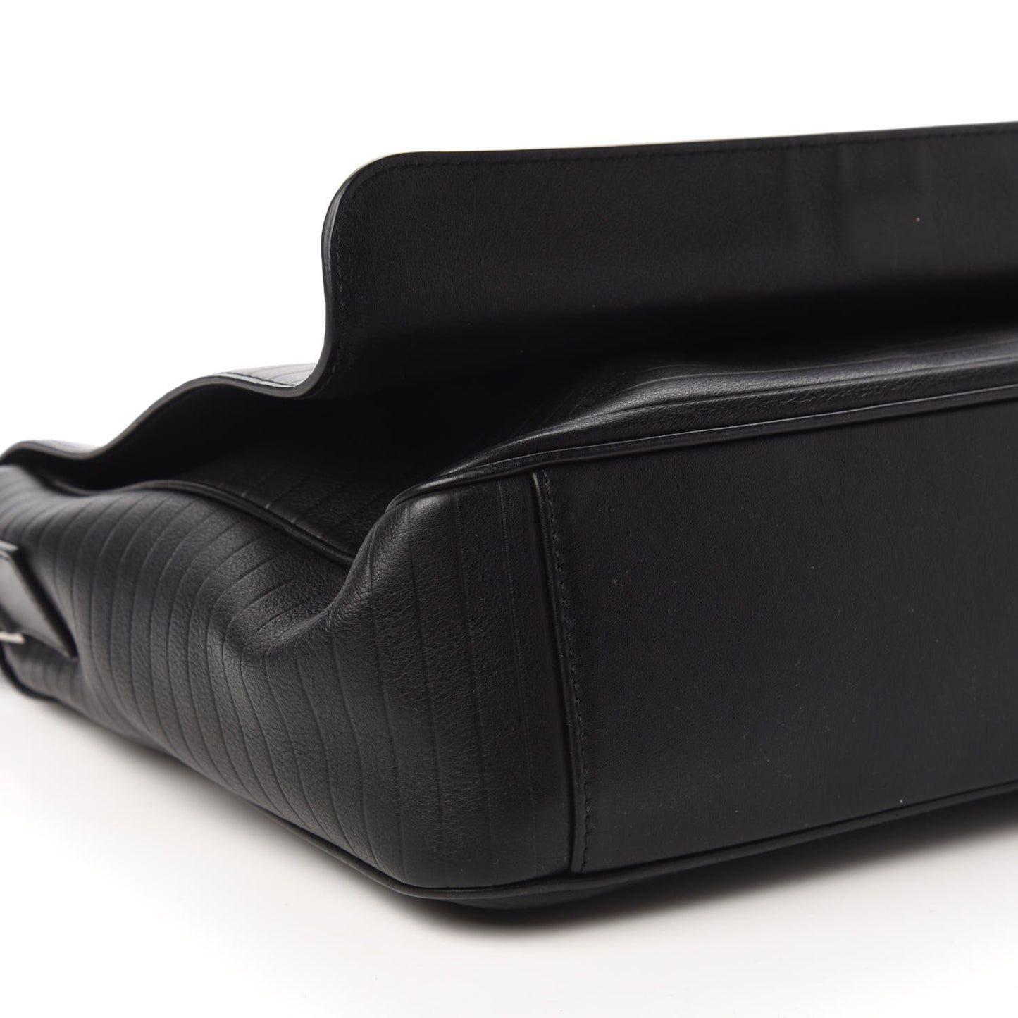 HOMME Calfskin Ribbed Messenger Black