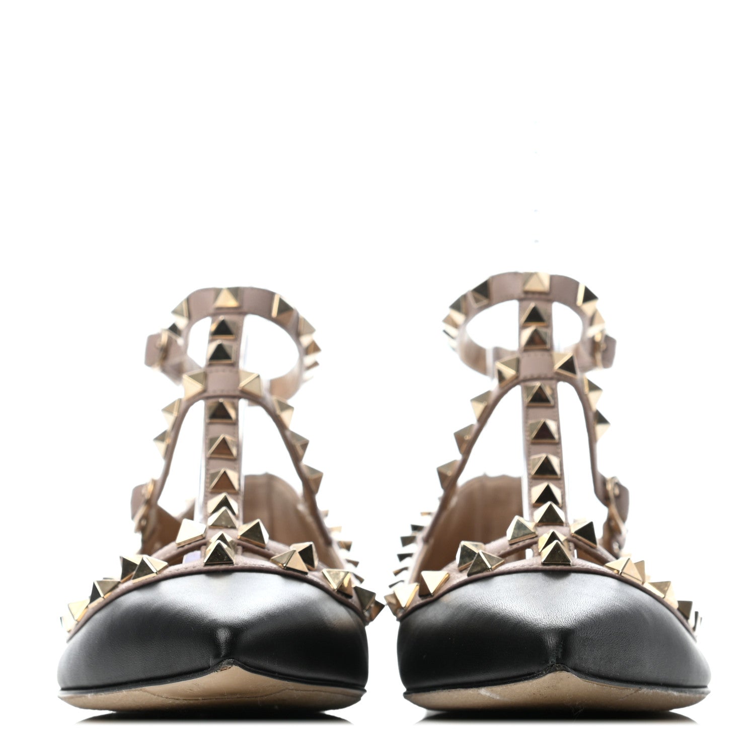 Valentino Garavani Nappa Rockstud Cage Ballerina Flats 36.5 Black Poudre 2 of 6