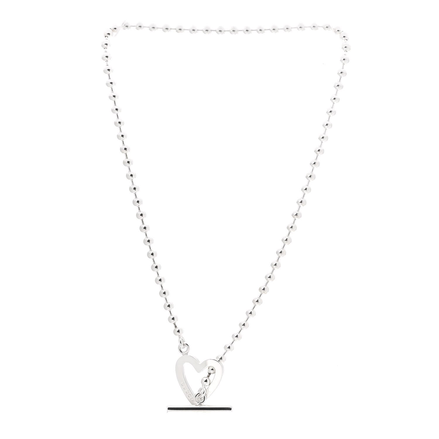 Gucci Sterling Silver Heart Toggle Necklace 3 of 4