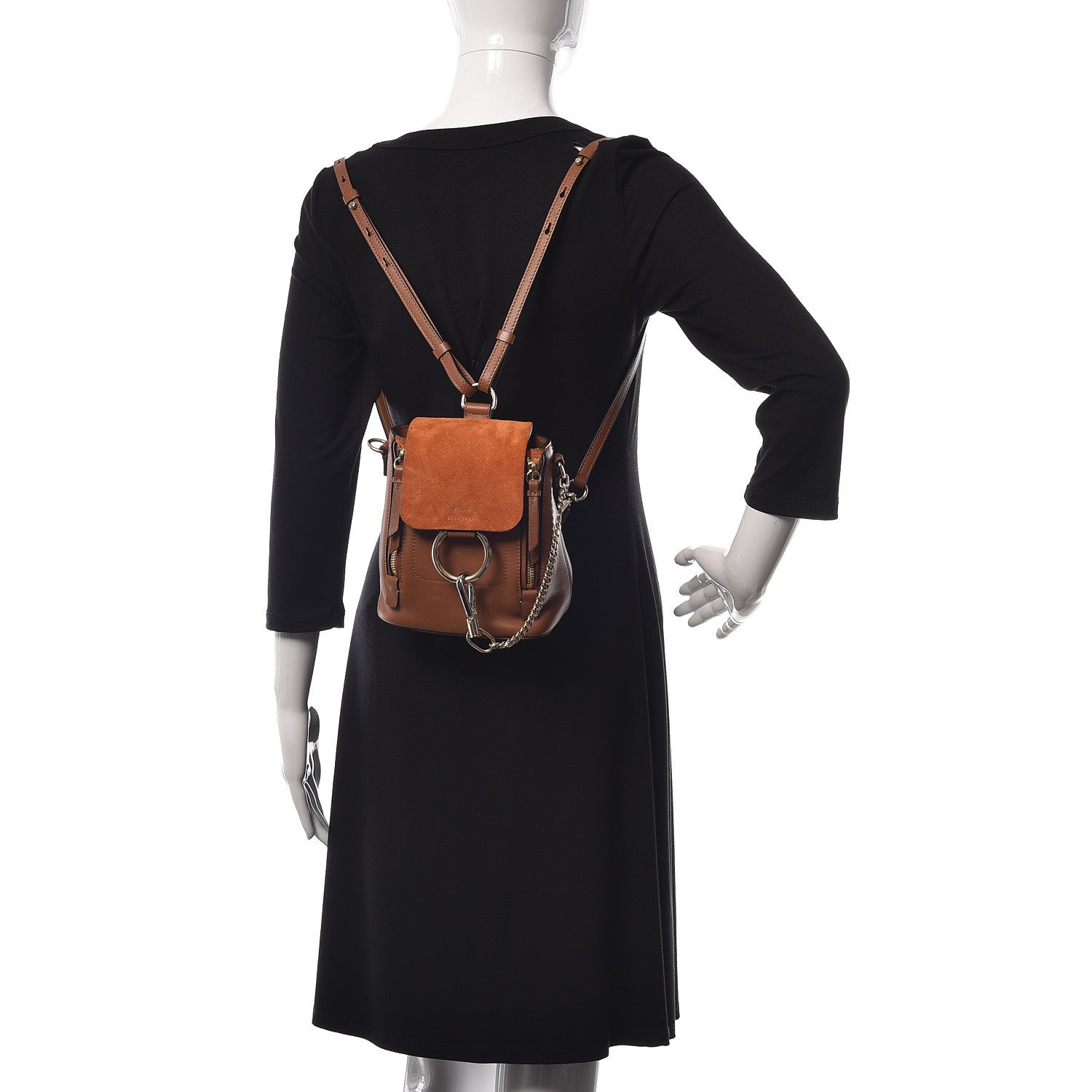 Chloe Suede Calfskin Mini Faye Backpack Tan 3 of 10