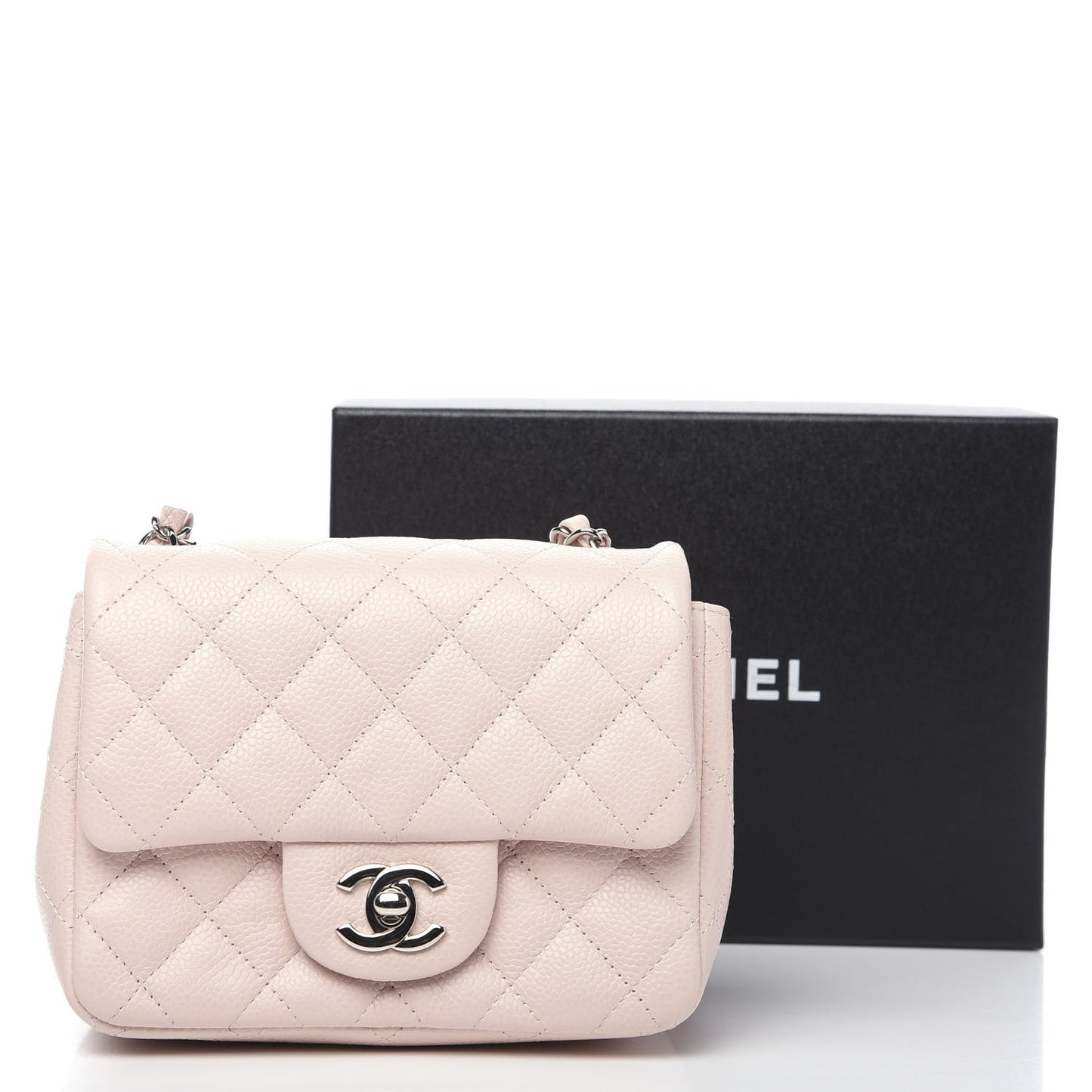 Caviar Quilted Mini Square Flap Pink