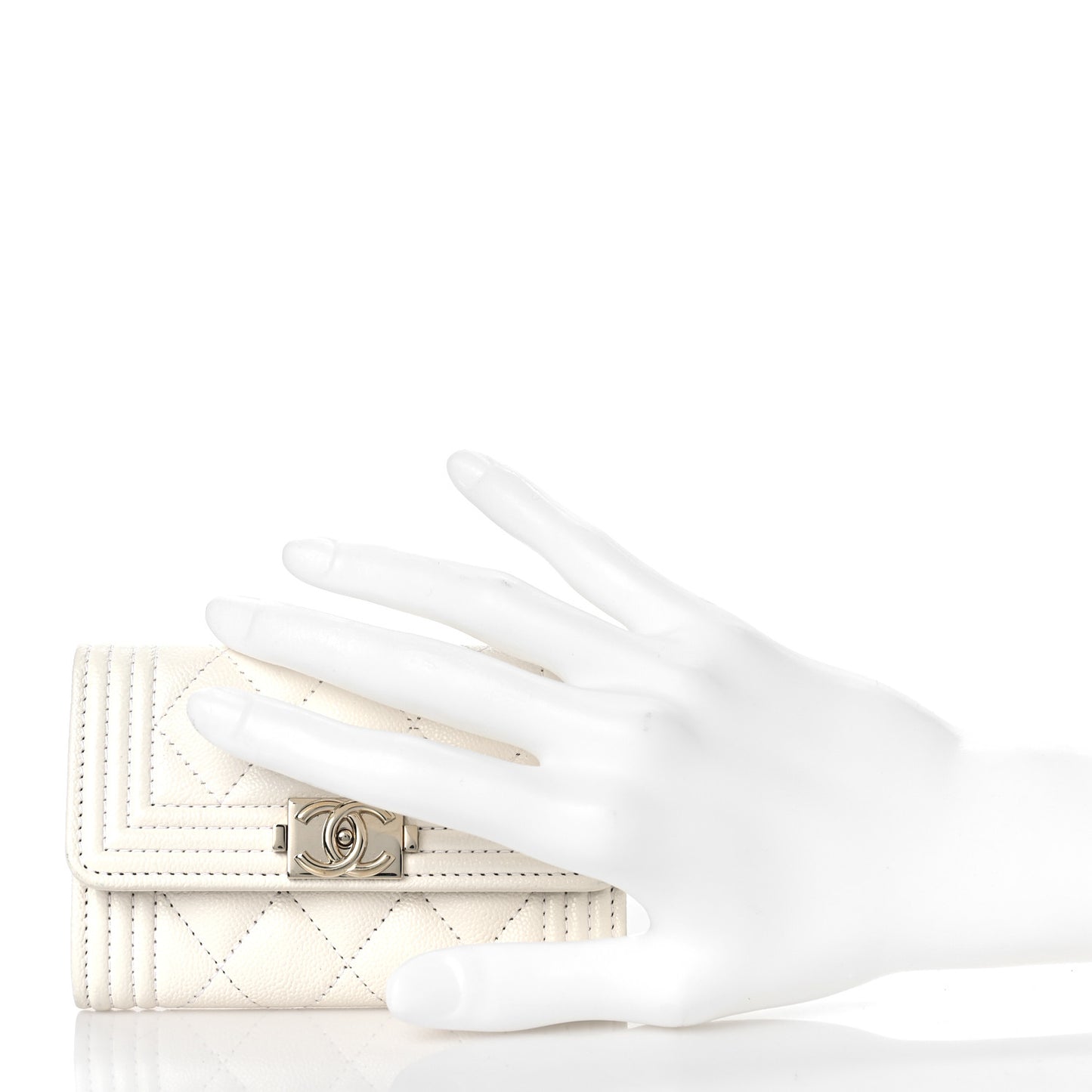 Caviar Quilted Boy Flap Card Holder White