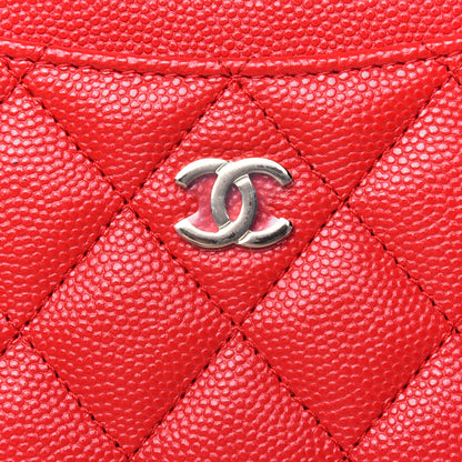 Chanel Caviar Quilted CC Zip Card Holder Red 10 of 11