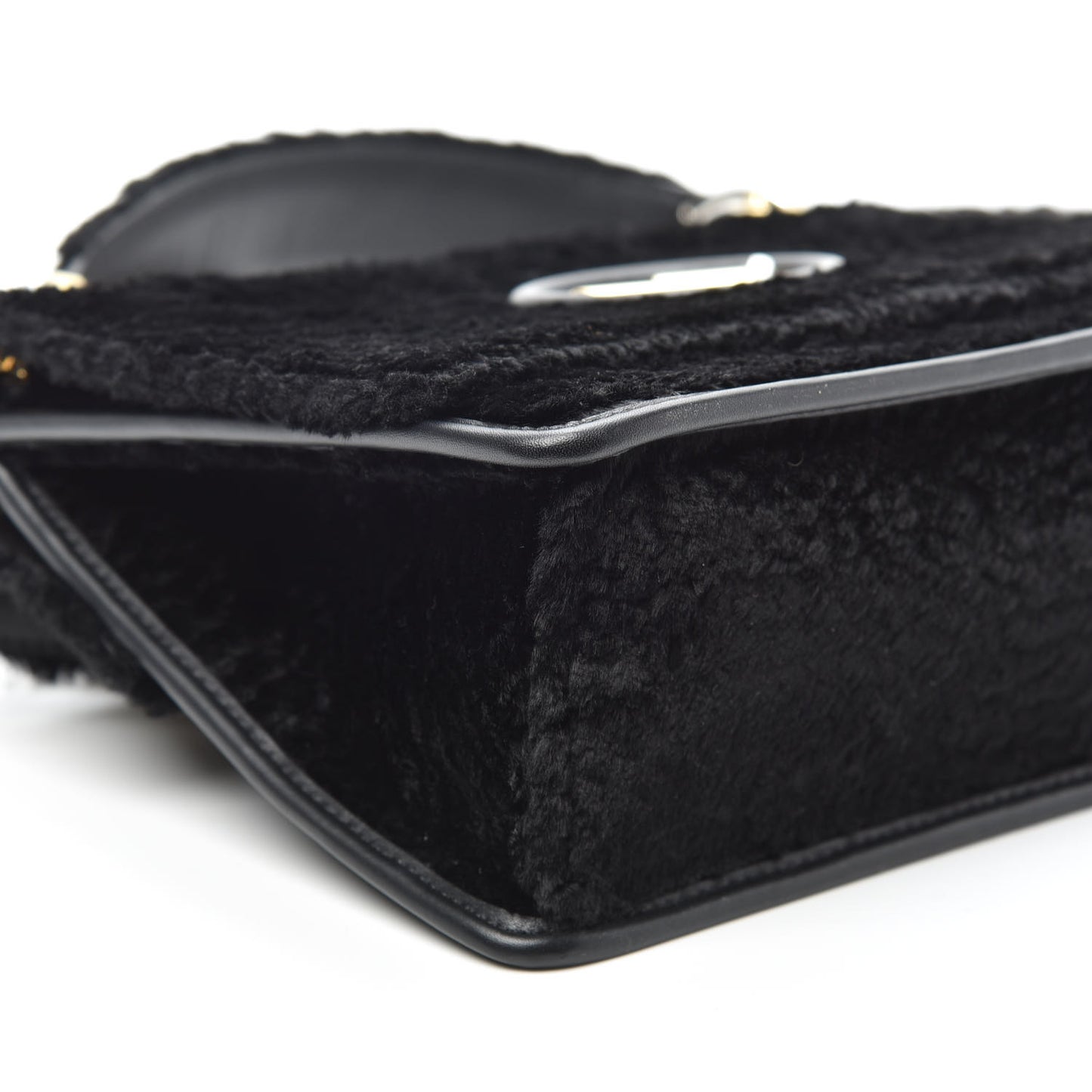 Velluto Astrakan Vitello Dolce F is Fendi Kan I Shoulder Bag Black