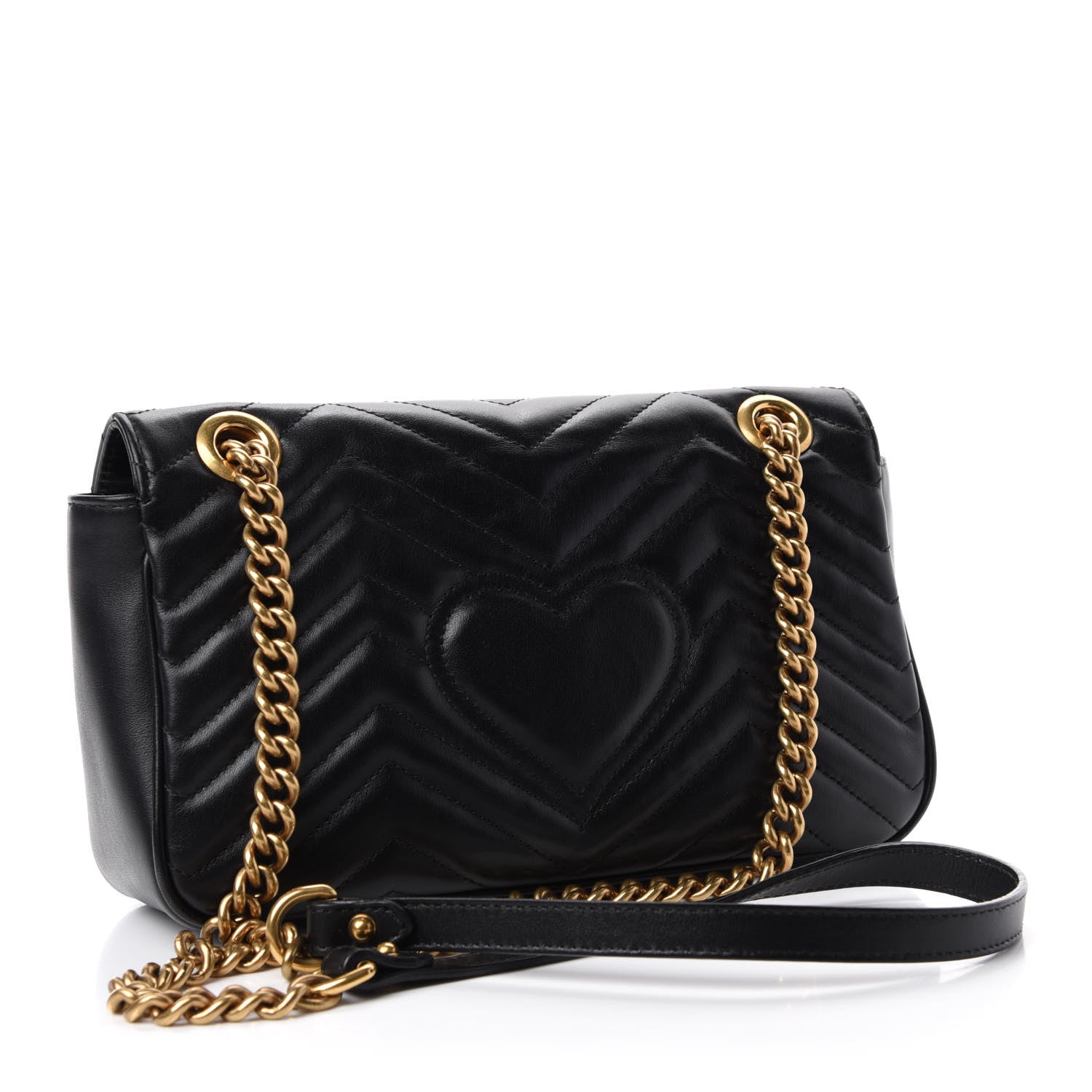 Gucci Calfskin Matelasse Small GG Marmont Shoulder Bag Black 3 of 11
