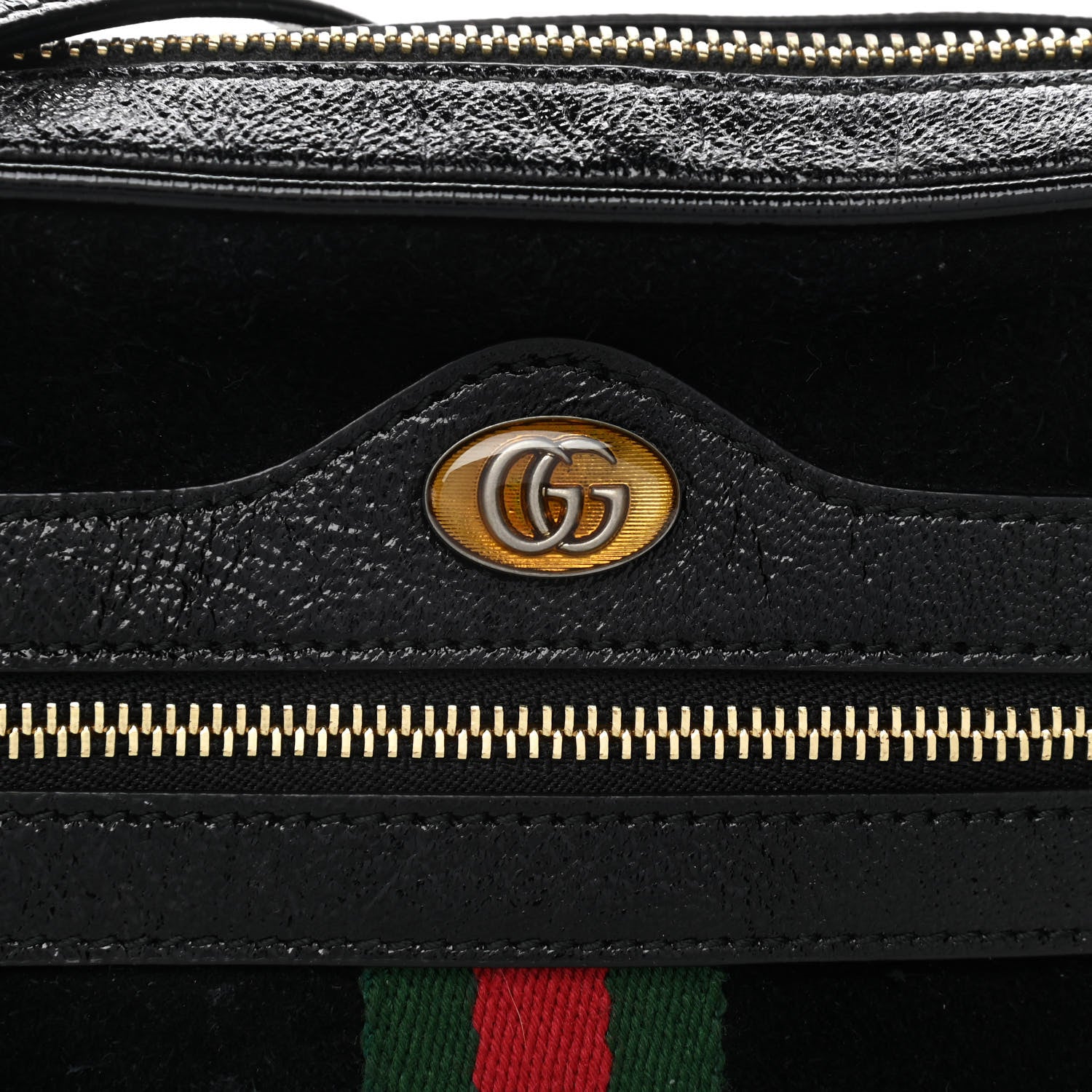 Gucci Suede Patent Web Mini Ophidia Shoulder Bag Black 6 of 11