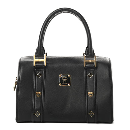 MCM Grained Calfskin Studded Boston Bag Black 1 of 14