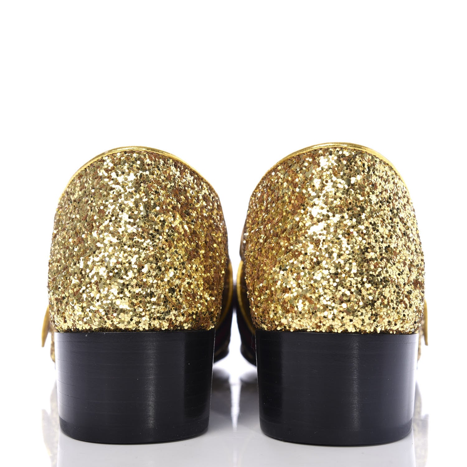 Gucci Glitter Web Peyton Loafers 38 Gold 7 of 11