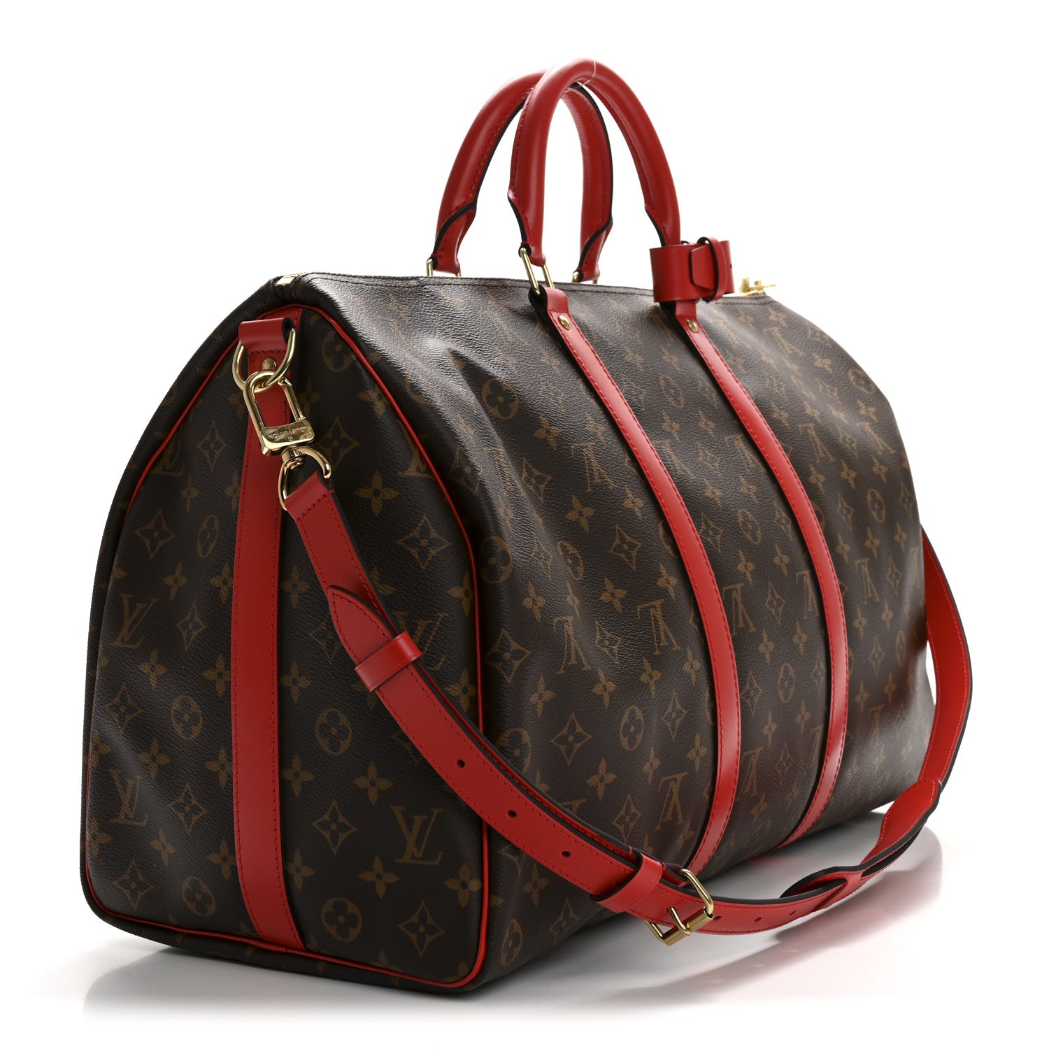 Louis Vuitton Calfskin Monogram Keepall Bandouliere 50 Coquelicot 2 of 9