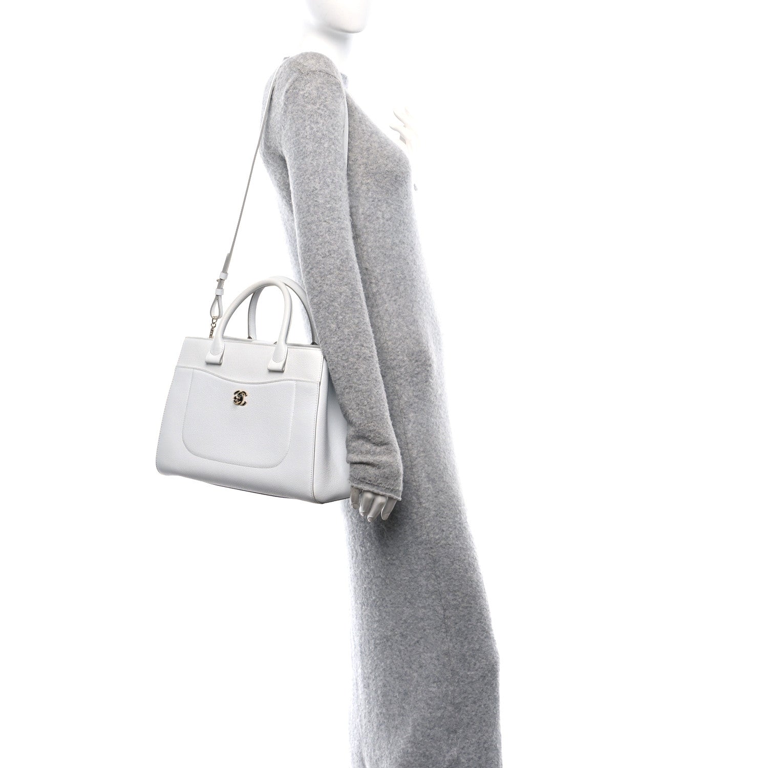 Chanel Grained Calfskin Small Neo Executive Shopper Tote White 2 of 10