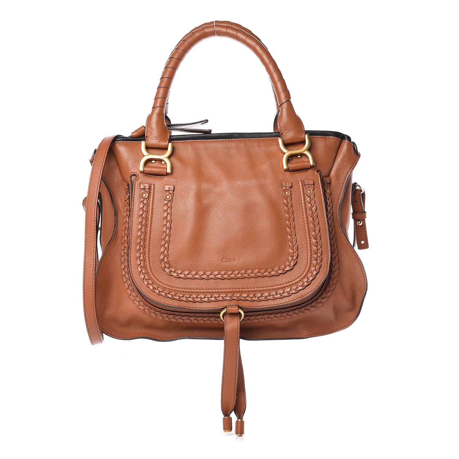 Chloe Calfskin Braided Medium Marcie Satchel Whiskey 1 of 10